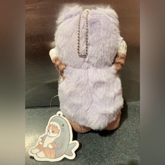 🐱🐻 18cm Mofusand Cat Cross-Dress in Lavender Purple Bear Costume Soft Plush Doll - Picture 6 of 7